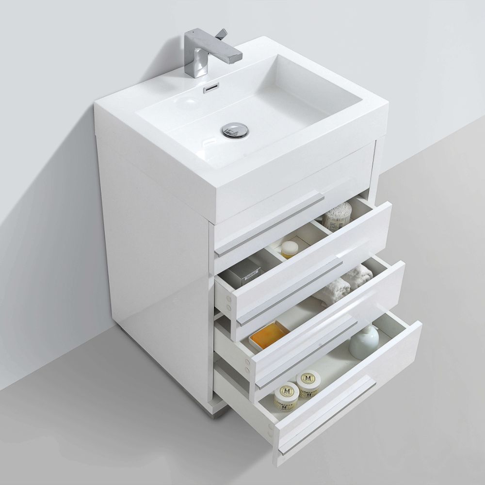 Barcelona Modern 24" Bathroom Vanity Set in Glossy White