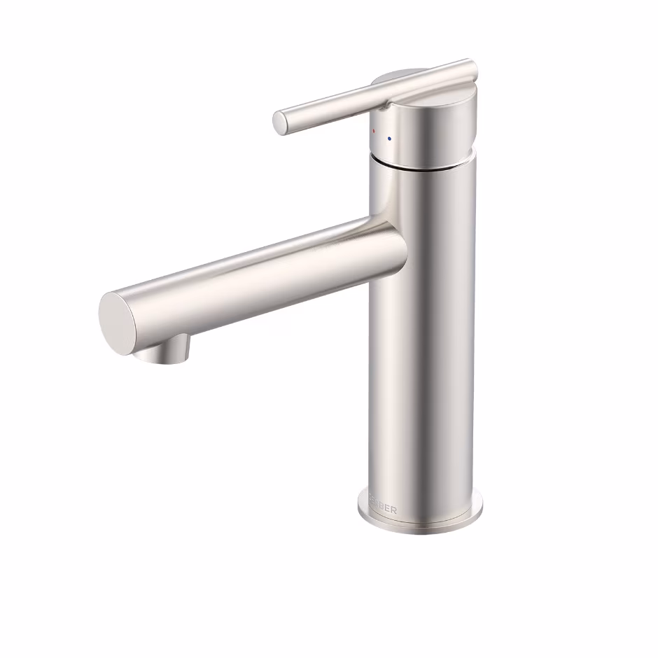 Parma Single Handle Bathroom Faucet Straight Spout Brushed Nickel