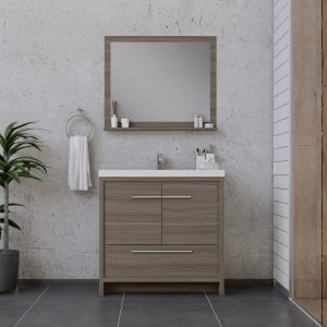 Sortino 36 inch Modern Bathroom Vanity in Gray With Sink