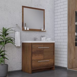 Alya Bath Sortino 36 Inch  Bathroom Vanity, Rosewood