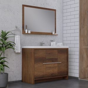 Sortino 48-Inch Modern Bathroom Vanity in Rosewood with Sink