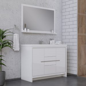 Sortino 48 inch Modern Freestanding Bathroom Vanity in White With Sink
