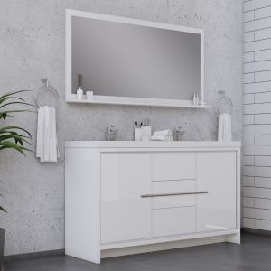 Alya Bath Sortino 60 Inch Double  Bathroom Vanity, White