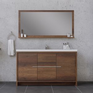 Alya Bath Sortino 60 Inch Single Bathroom Vanity, Rosewood