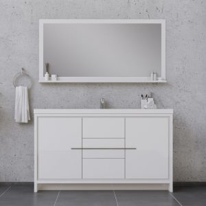 Sortino 60 inch Single Bathroom Vanity White With Sink