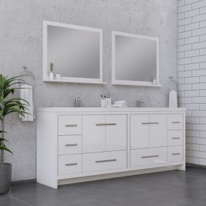 Alya Bath Sortino 84 Inch Double Bathroom Vanity, White