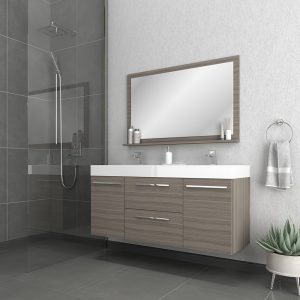 Alya Bath Ripley 60 inch Wall Mounted Bathroom Vanity, Gray
