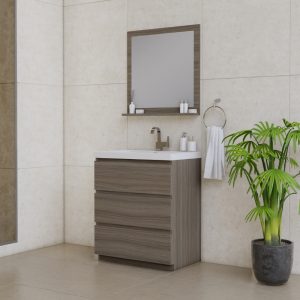 Alya Bath Paterno 30 inch Modern Bathroom Vanity, Gray