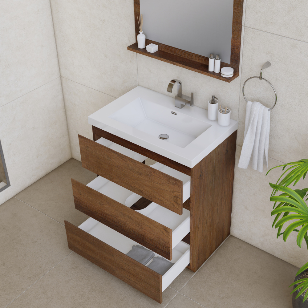 Alya Bath Paterno 30 inch Modern Bathroom Vanity, Rosewood