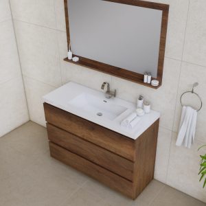 Alya Bath Paterno 48 inch Modern Bathroom Vanity, Rosewood