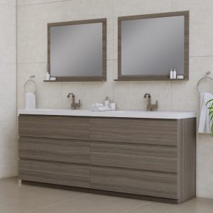 Paterno 84 Inch Freestanding Double Bathroom Vanity with Sink – Gray