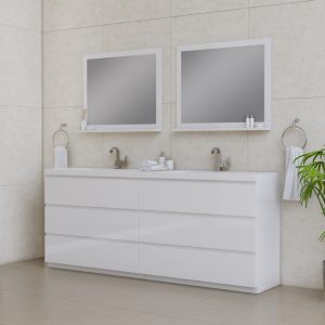 Paterno 84 Inch Freestanding Double Bathroom Vanity with Sink – White
