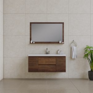 Alya Bath Paterno 48 inch Wall Mount Bathroom Vanity Rosewood