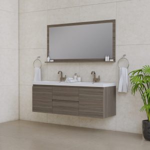 Paterno 60 Inch Double Wall Mount Bathroom Vanity Gray