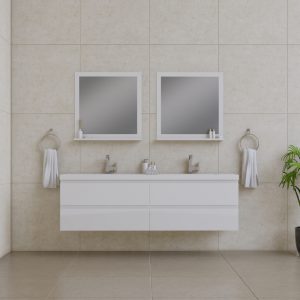 Paterno 72" wall mount bathroom vanity white