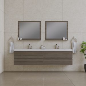 Alya Bath Paterno 84 inch Wall Mount Bathroom Vanity Gray