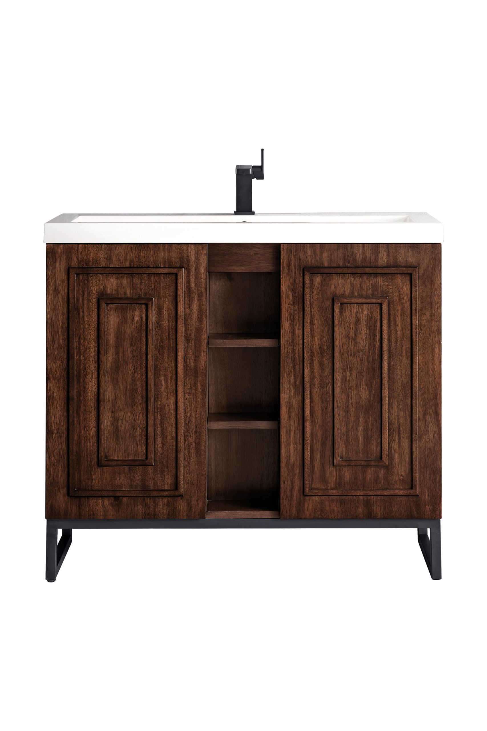 Alicante 39.5" Bathroom Vanity, Mid Century Acacia, Matte Black