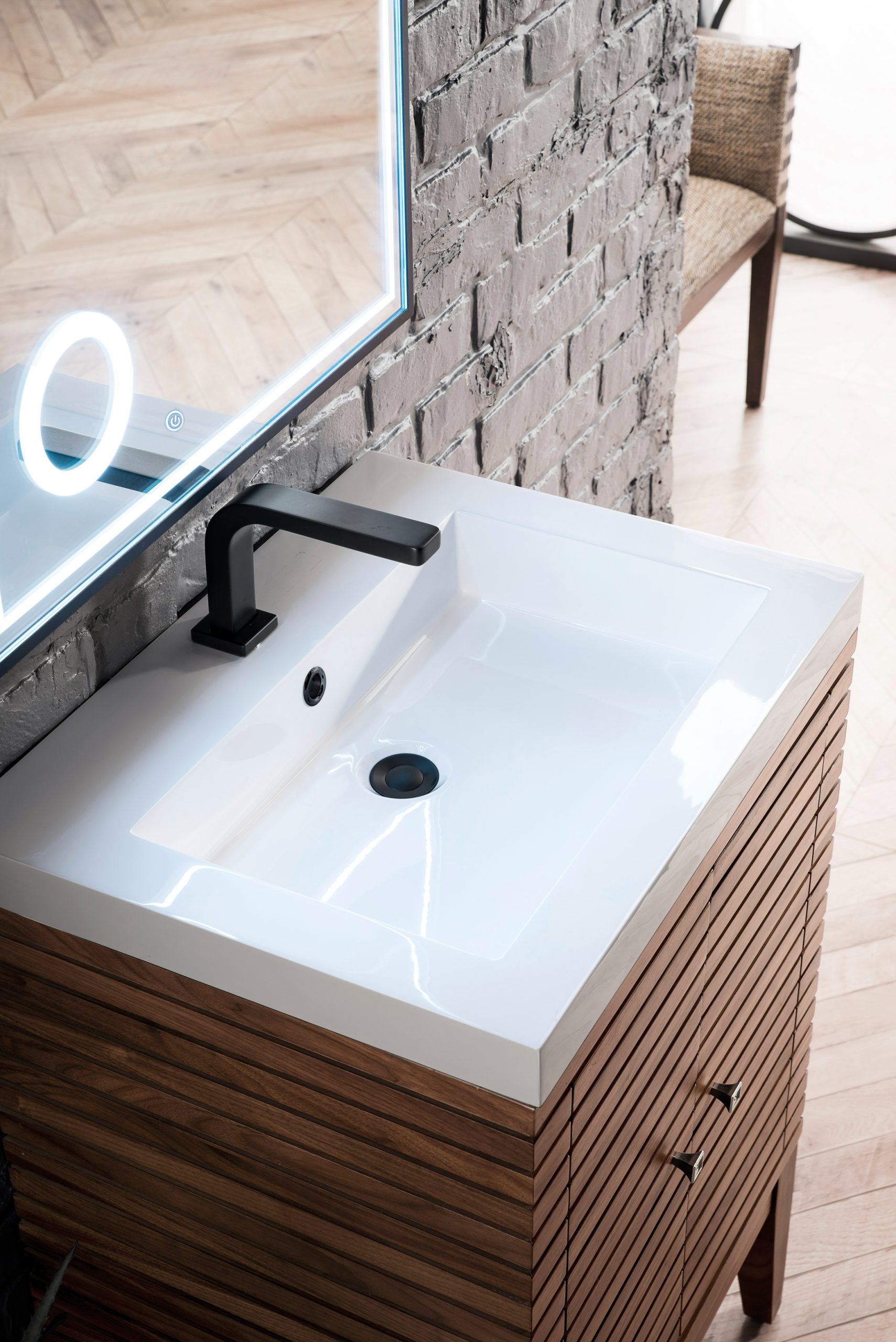 Linden 24 inch Bathroom Vanity in Mid Century Walnut With Top