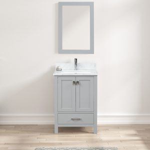 Geneva 24 inch Bathroom Vanity Cabinet Metal Gray By Blossom