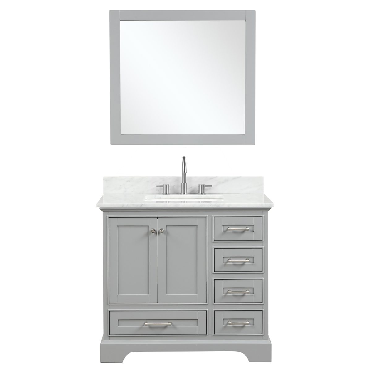 Copenhagen 36 inch Bathroom Vanity Metal Gray With Carrara Marble Top