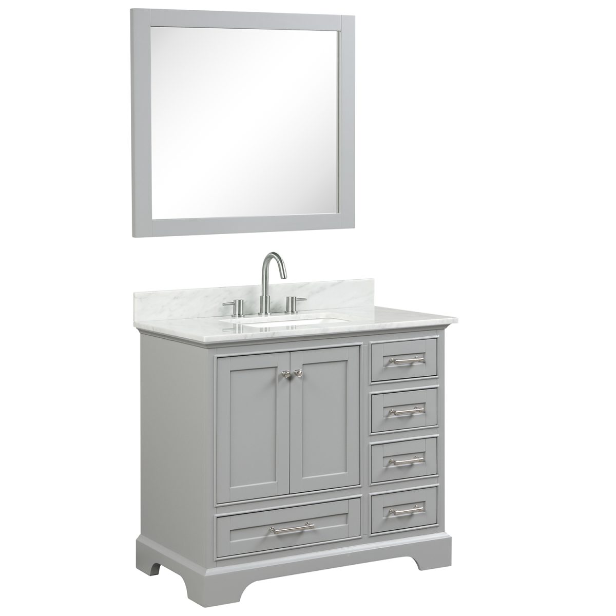 Copenhagen 36 inch Bathroom Vanity Metal Gray With Carrara Marble Top
