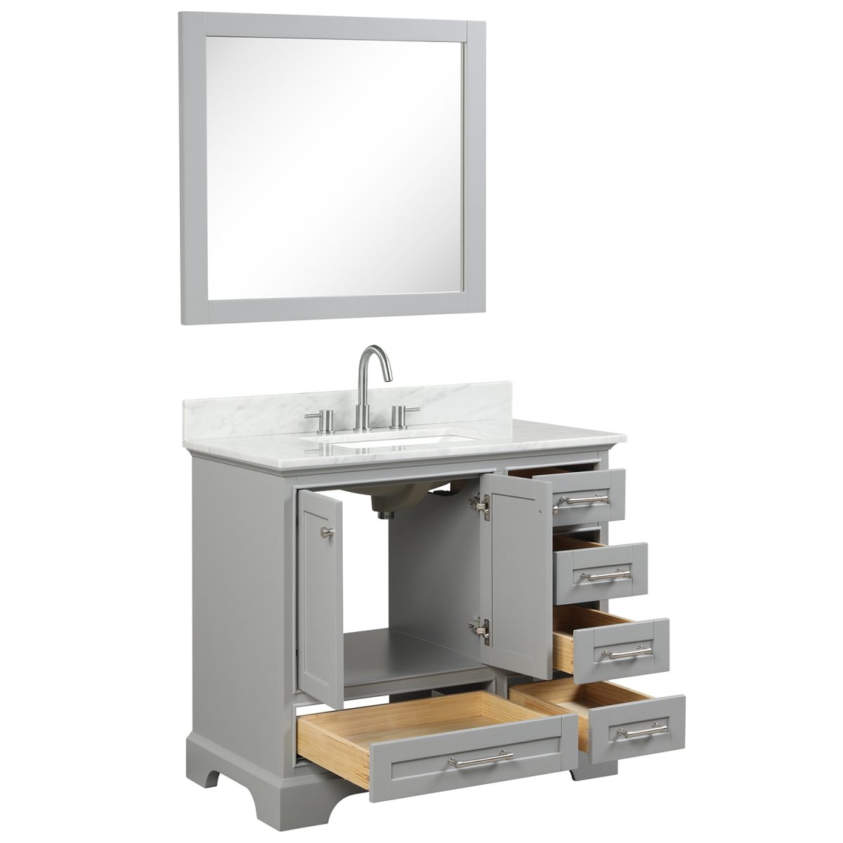 Copenhagen 36 inch Bathroom Vanity Metal Gray With Carrara Marble Top