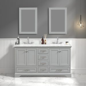 Copenhagen 60 inch Double Bathroom Vanity Cabinet In Metal Gray
