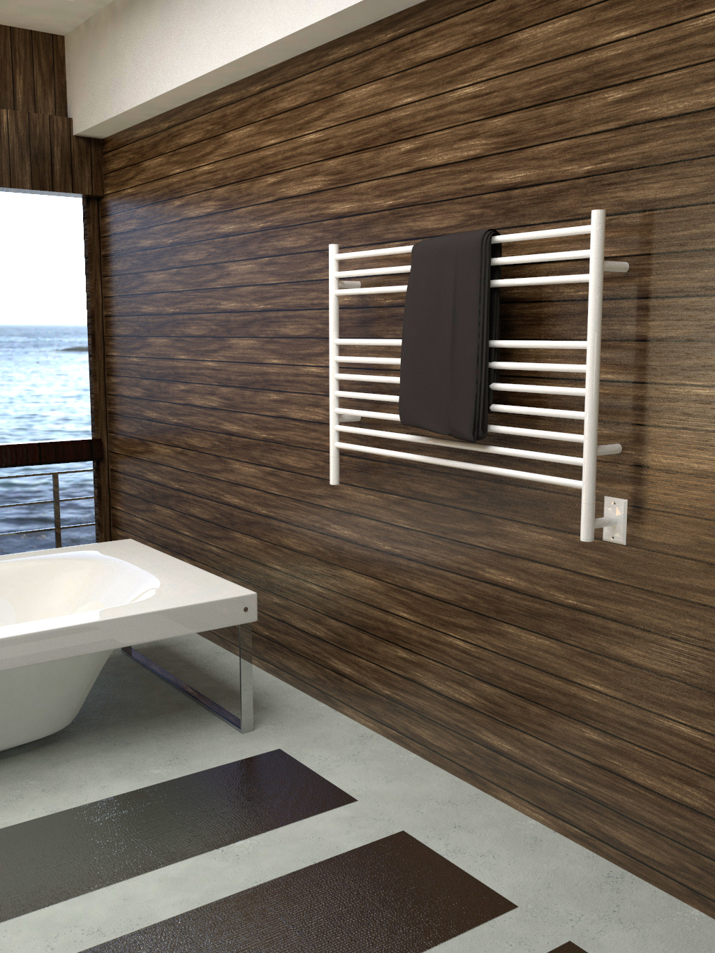 Jeeves Model L Straight 10 Bar Hardwired Towel Warmer in White