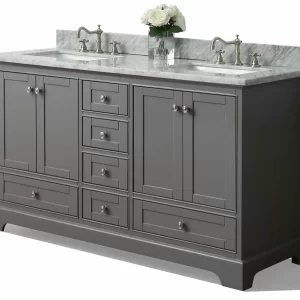 Audrey 72 in. Bath Vanity Set in Onyx Black with Brushed Nickel Hardware