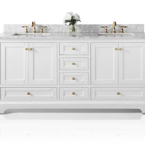 Audrey 72 in. Bath Vanity Set in White with Gold Hardware