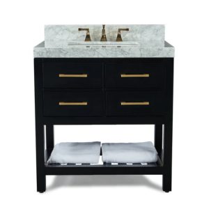 Elizabeth 36 in. Bath Vanity Set in Black Onyx with Gold Hardware