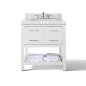Elizabeth 36 in. Bath Vanity Set in White with Brushed Nickel Hardware