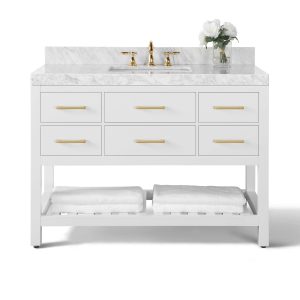 Elizabeth 48 in. Bath Vanity Set in White with Gold Hardware