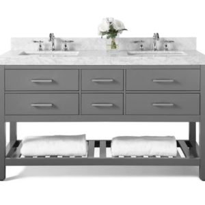 Elizabeth 60 in. Bath Vanity Set in Sapphire Gray with Brushed Nickel Hardware