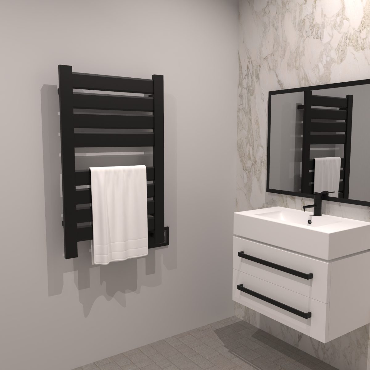 Vega V2337 8 Panel Hardwired Towel Warmer in Matte Black