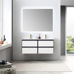 Berlin 48" Double Bathroom Vanity in Glossy White