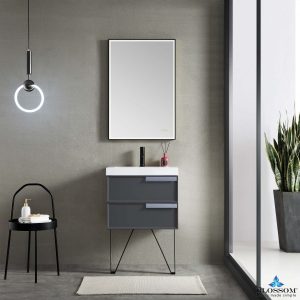 Sofia 24 inch Wall Mount Bathroom Vanity With Sink - Matte Gray with optional legs