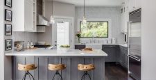 gray and white kitchen