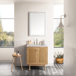 Laurent 30" Bathroom Vanity In Light Natural Oak With Eternal Jasmine Pearl Top