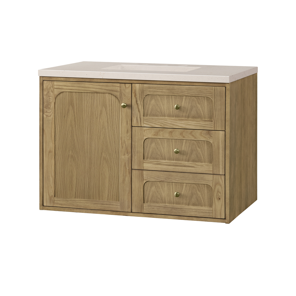 Laurent 36" Bathroom Vanity In Light Natural Oak With Eternal Marfil Top