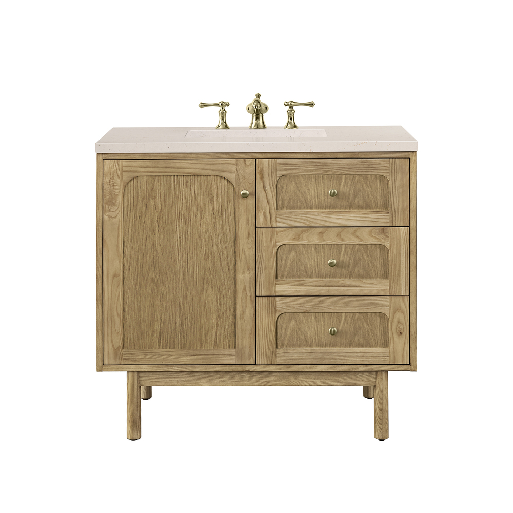 Laurent 36" Bathroom Vanity In Light Natural Oak With Eternal Marfil Top
