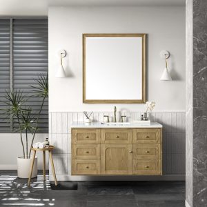 Laurent 48" Single Vanity In Light Natural Oak With Arctic Fall Top