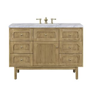 Laurent 48" Single Vanity In Light Natural Oak With Carrara Marble Top