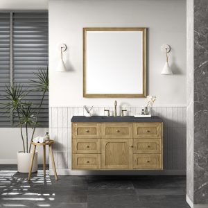 Laurent 48" Single Vanity In Light Natural Oak With Charcoal Soapstone Top