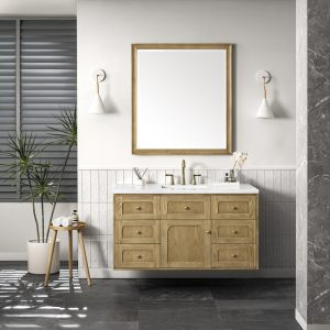 Laurent 48" Single Vanity In Light Natural Oak With White Zeus Top