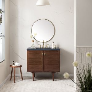 Amberly 36" Bathroom Vanity In Mid-Century Walnut With Charcoal Top