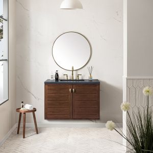 Amberly 36" Bathroom Vanity In Mid-Century Walnut With Charcoal Top