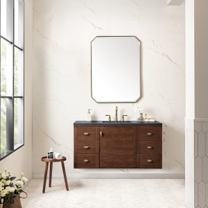 Amberly 48" Single Vanity In Mid-Century Walnut With Charcoal Soapstone Top