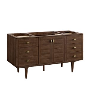 Amberly 60" Single Bathroom Vanity Cabinet In Mid-Century Walnut