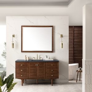 Amberly 60" Single Vanity In Mid-Century Charcoal Soapstone Top